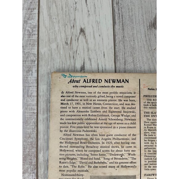 The Robe Soundtrack Alfred Newman Vinyl Record DL 9012 Vintage Album - Picture 4 of 5